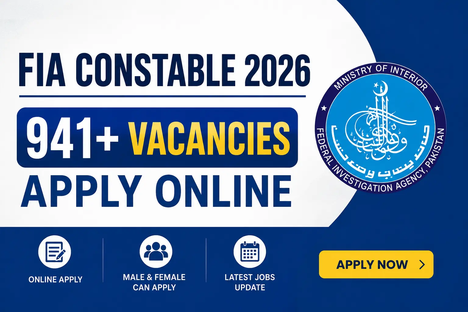 FIA Constable Jobs 2026: 941+ Vacancies Apply Online