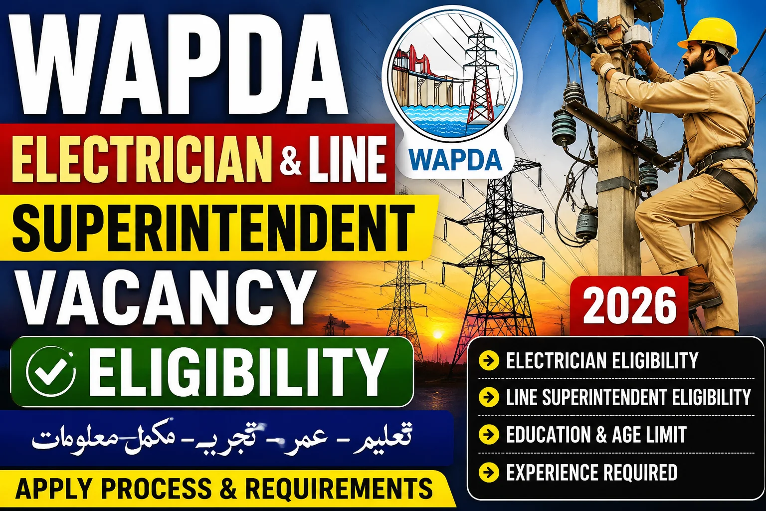 WAPDA Electrician and Line Superintendent Vacancy Eligibility